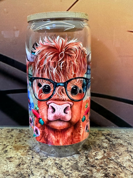 Highland Cow with glasses