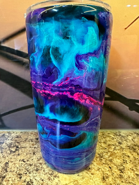 Pink, Purple and a Blue Alcohol Swirl