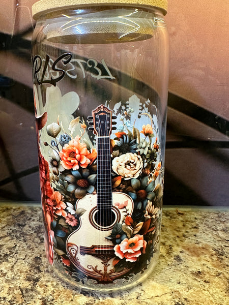 "Let's Go Girls" Cowgirls with Guitar Glass Tumbler