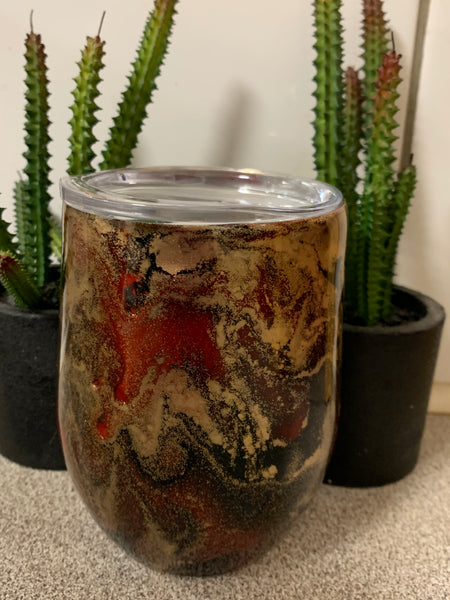 Gold/Red/Black- Resin Wine Tumbler