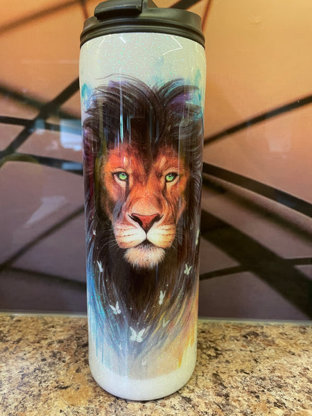 20oz Glittered Lion Tumbler with 2 in 1 Lid